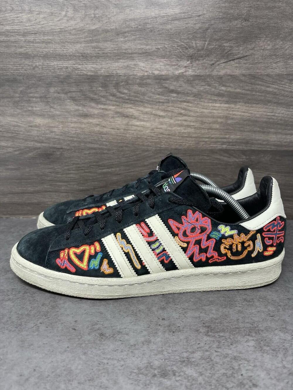 Adidas Campus 80s Pride Sneakers Mens Size 10 Black Multicolor